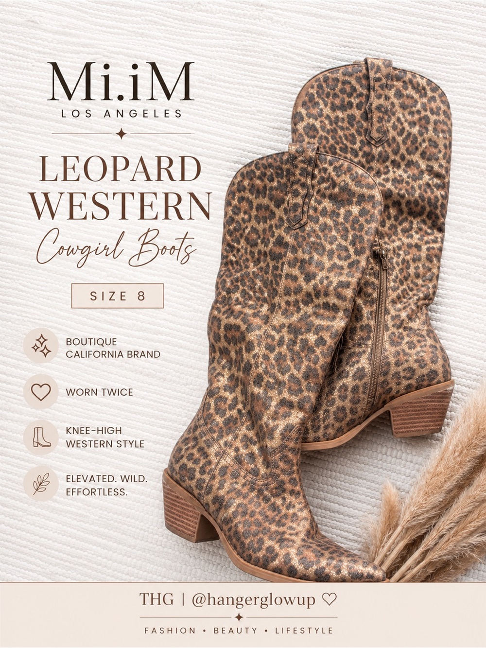 Mi.iM Los Angeles Leopard Western Cowgirl Boots Size 8